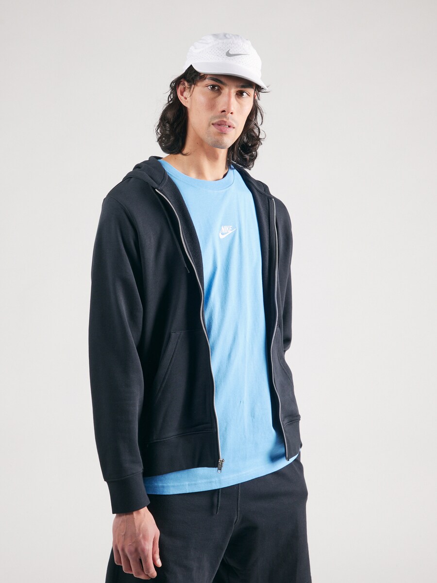 Толстовка с капюшоном на молнии Nike Sportswear Club Fleece, черный — фото 2