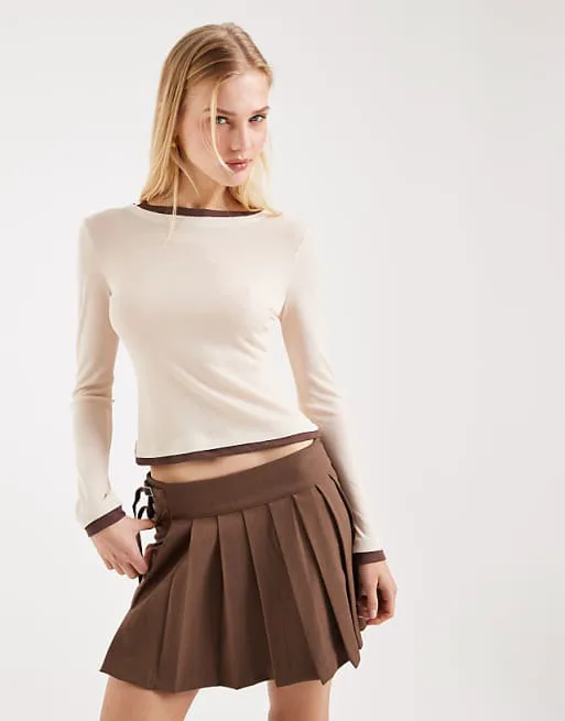 

Двухслойный топ с длинными рукавами ASOS DESIGN шоколадного и каменного цвета, Коричневый, Двухслойный топ с длинными рукавами ASOS DESIGN шоколадного и каменного цвета