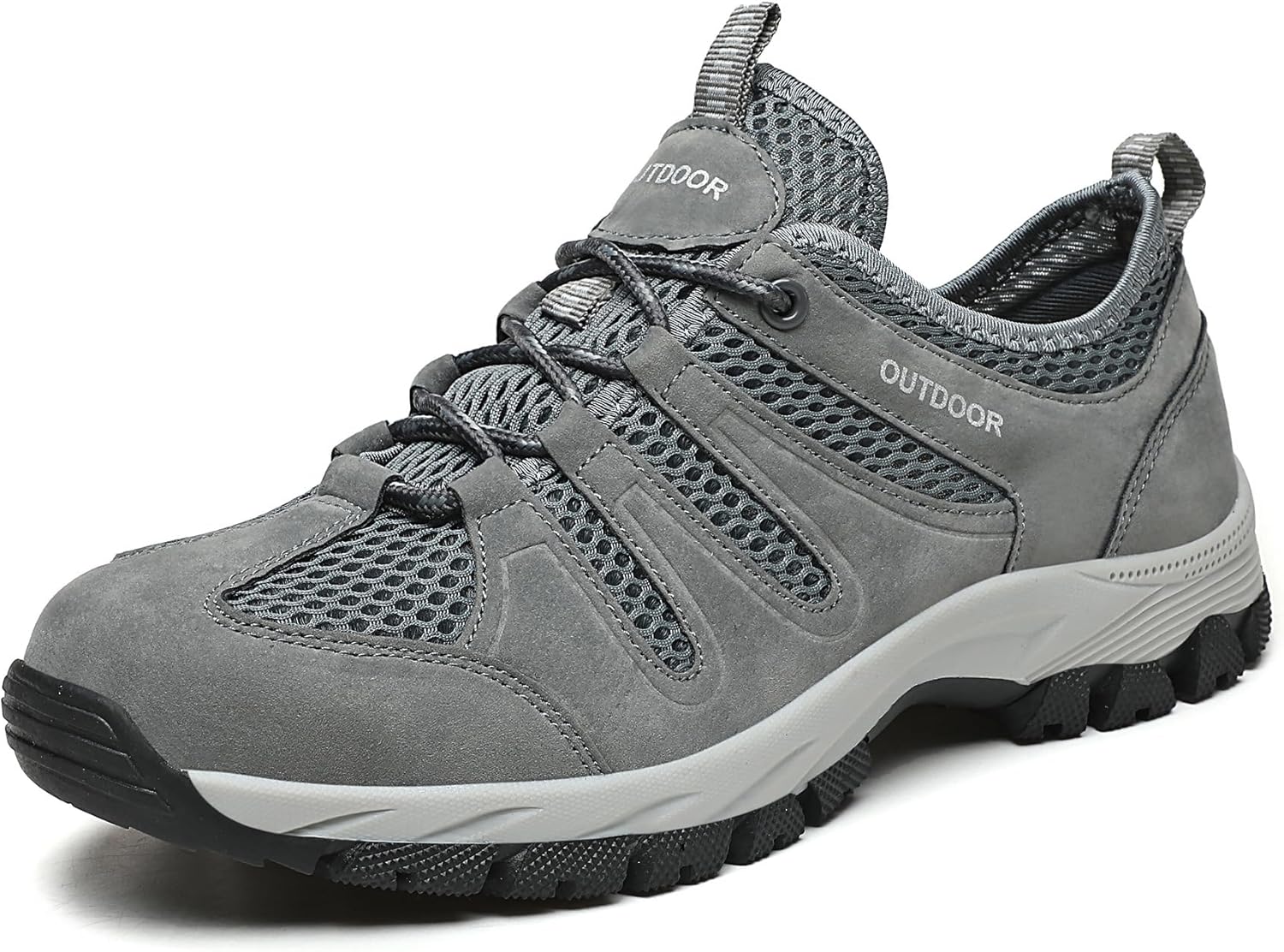 

Мужские походные кроссовки для улицы с дышащей сеткой, противоскользящие, для спорта, ходьбы, путешествий и повседневной активности на свежем воздухе Qacksv, серый