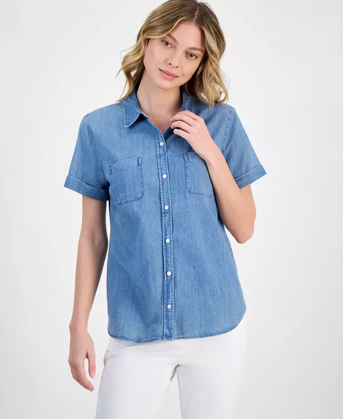 

Женская рубашка из шамбре в стиле кэмп Nautica Jeans, синий