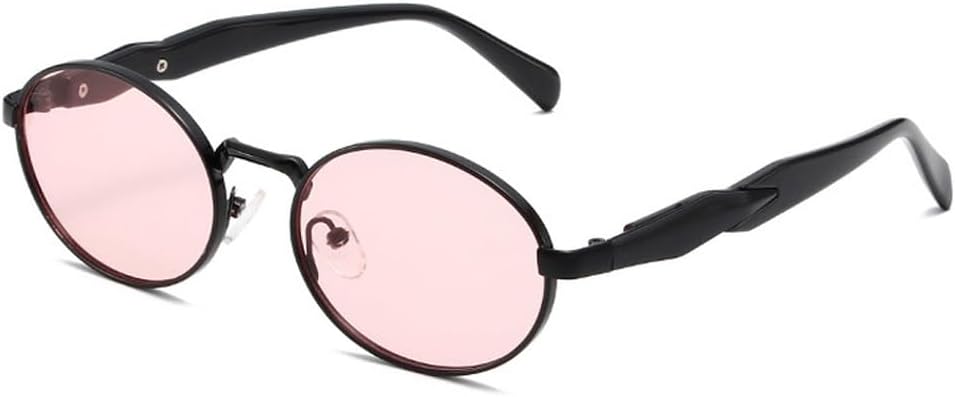 

Ретро металлические овальные солнцезащитные очки для женщин, модные, конфетных оттенков, защита от УФ-излучения UV400, для мужчин, панк-солнцезащитные очки HVTVTLA, Black Pink