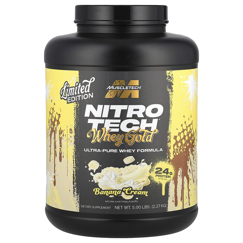 

MuscleTech, Nitro Tech Whey Gold, банановый крем, 2,27 кг (5 фунтов)