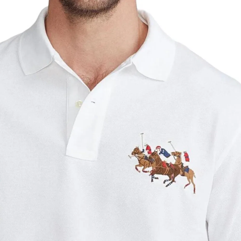 Поло мужское хлопковое белое Polo Ralph Lauren — фото 4