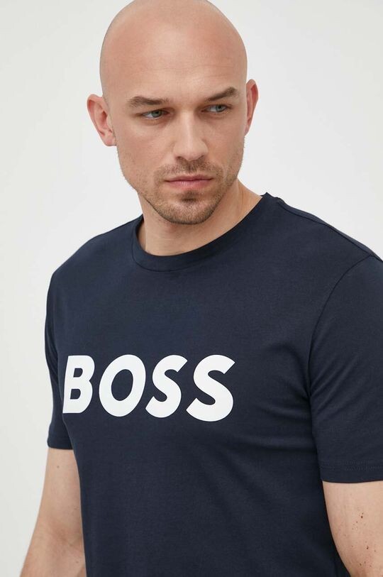 Хлопковая футболка CASUAL Boss Orange, темно-синий — фото 4