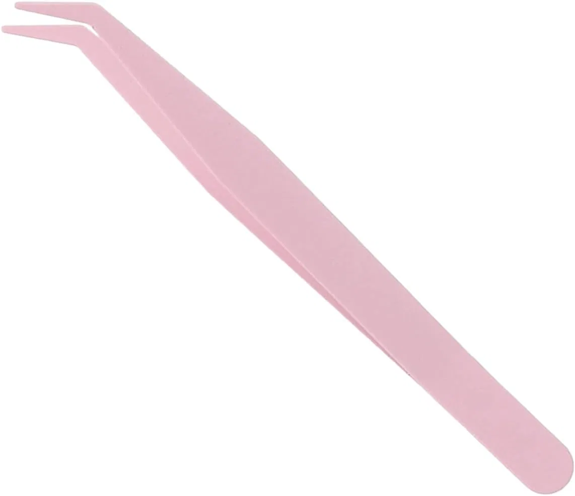 Пинцет для накладных ресниц, изогнутый, Light Pink Generisch