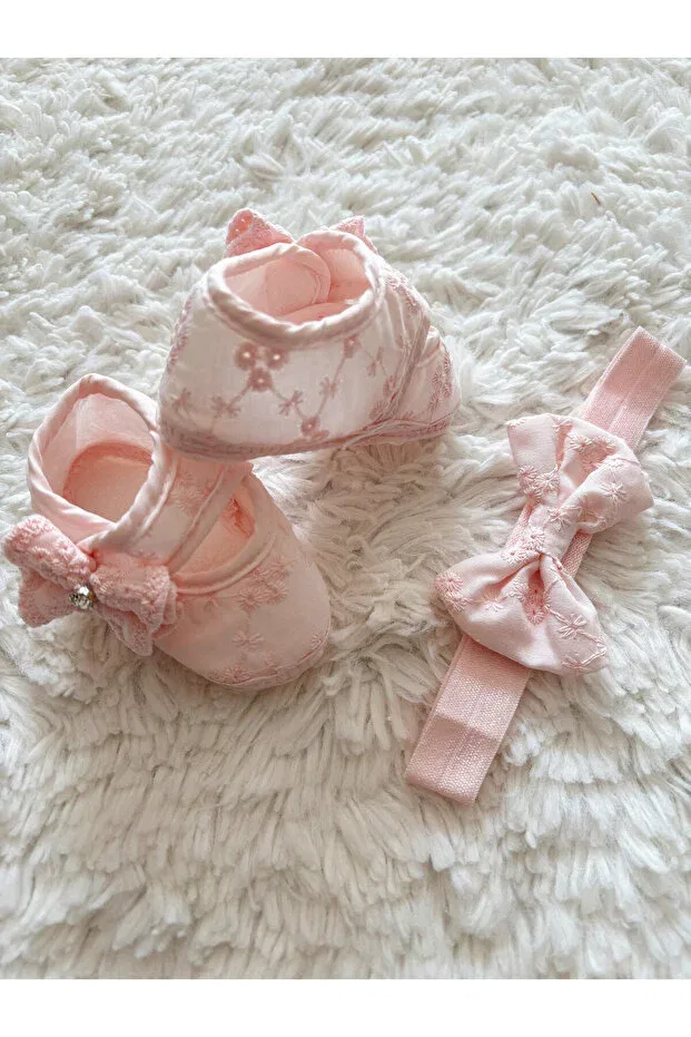 Детские пинетки для девочек кружевные Cloudy, Pembe Fistolu