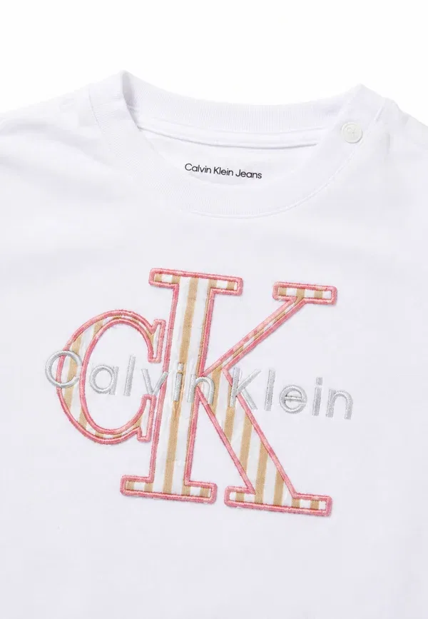 Свитшот из хлопка с эластаном Monologo Calvin Klein Jeans, Bright White, белый — фото 3
