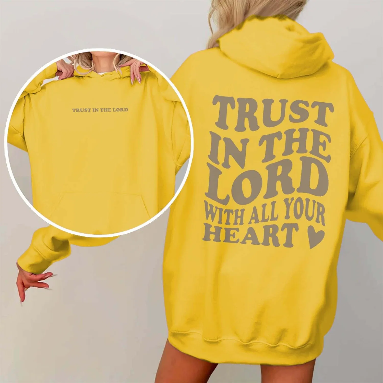 Женский худи с принтом Jesus Loves You, Z02 Yellow — фото 2