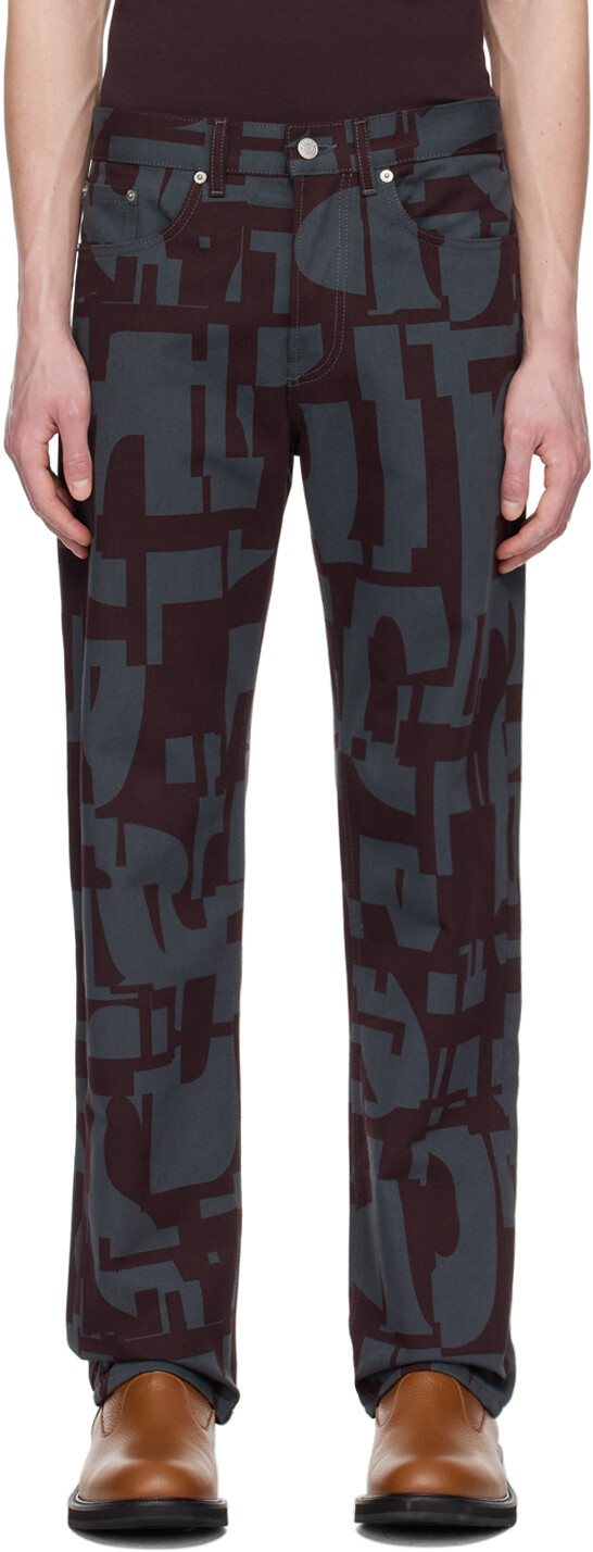 

Серо-фиолетовые джинсы с принтом Dries Van Noten