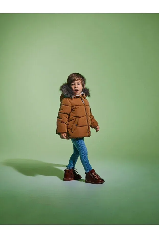 Детское пальто для девочек с капюшоном Name It, Tan Color