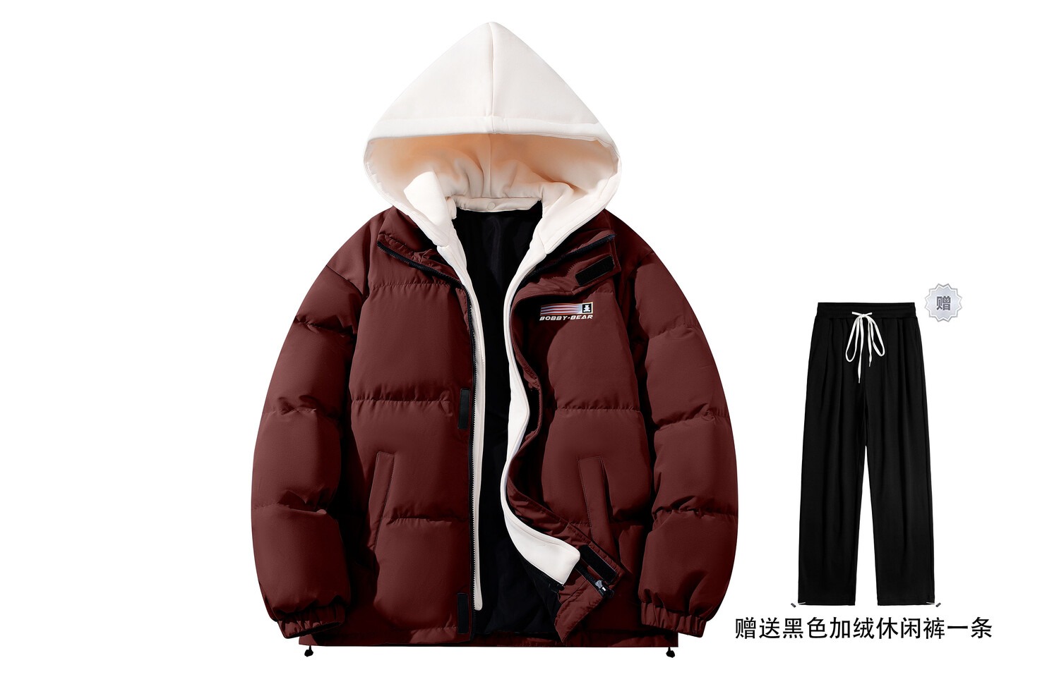 

Куртка Bobby Abley Down Unisex + флисовые брюки, бордовый