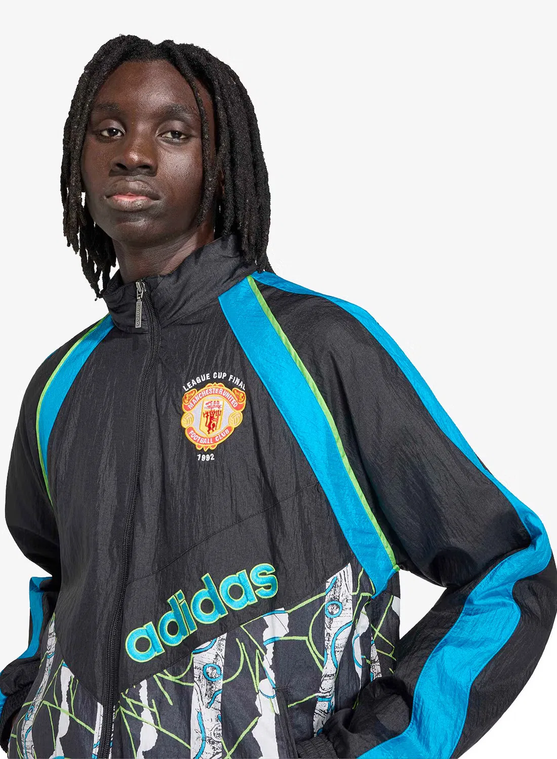 Куртка спортивная с длинным рукавом Manchester United Adidas, черный — фото 3