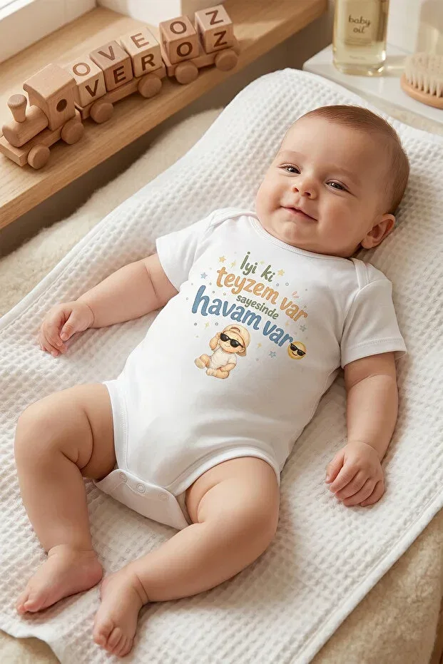 Детское боди с коротким рукавом Auntie written baby bodysuit for boys and girls Overoz, White-13