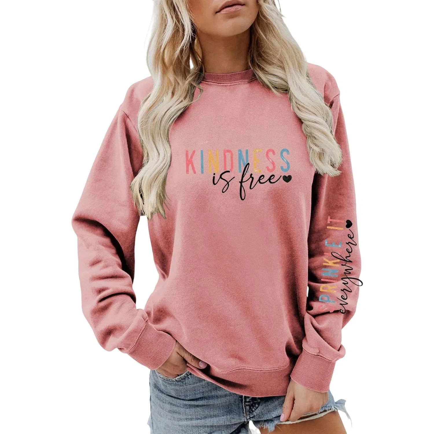 Женский худи с принтом и капюшоном, Pink