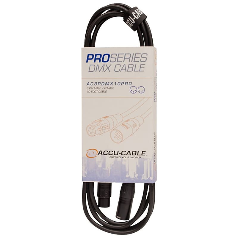 

ADJ American DJ AC3PDMX10PRO Accu-Cable Pro Series 10-футовый DMX-кабель, 3-контактный