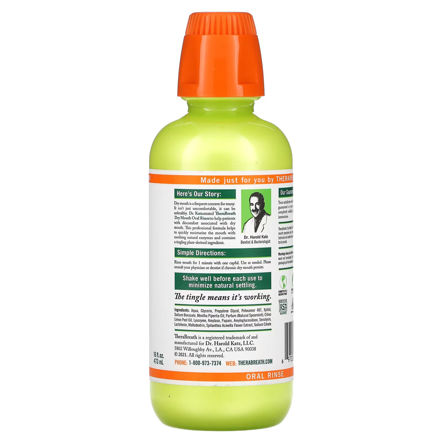 TheraBreath, Ополаскиватель от сухости во рту, покалывание мяты, 473 мл (16 fl oz) — фото 3