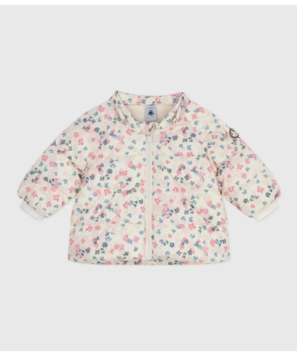 Детская куртка с капюшоном, стеганая, с цветочным принтом PETIT BATEAU, White — фото 3