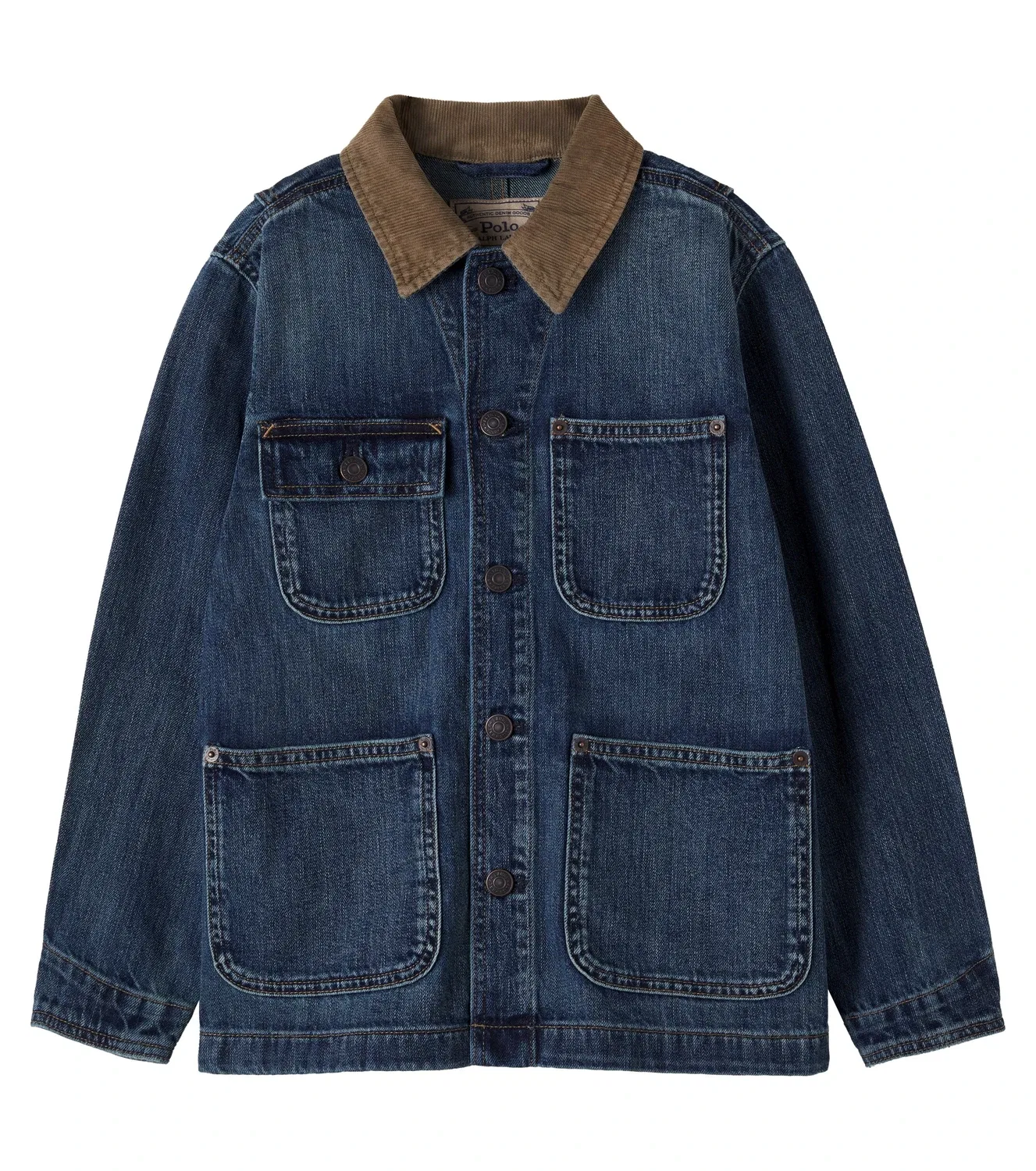 Легкая куртка джинсовая с вельветовой отделкой Polo Ralph Lauren Kids, синий