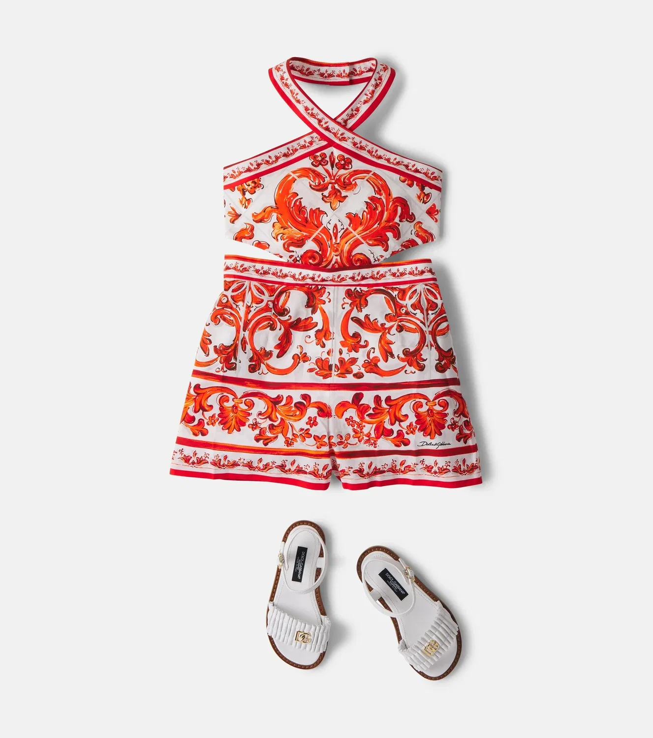Комбинезон с принтом Dolce&Gabbana Kids, оранжевый — фото 2