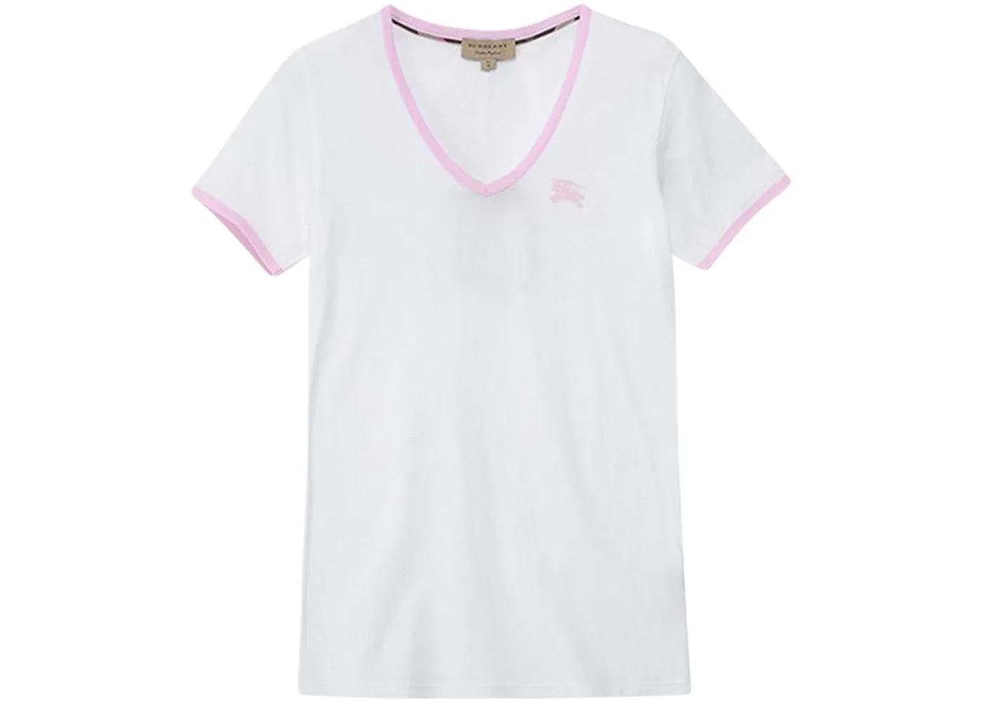 Женская футболка с принтом Embroidered Monogram EKD Burberry, White/Pink