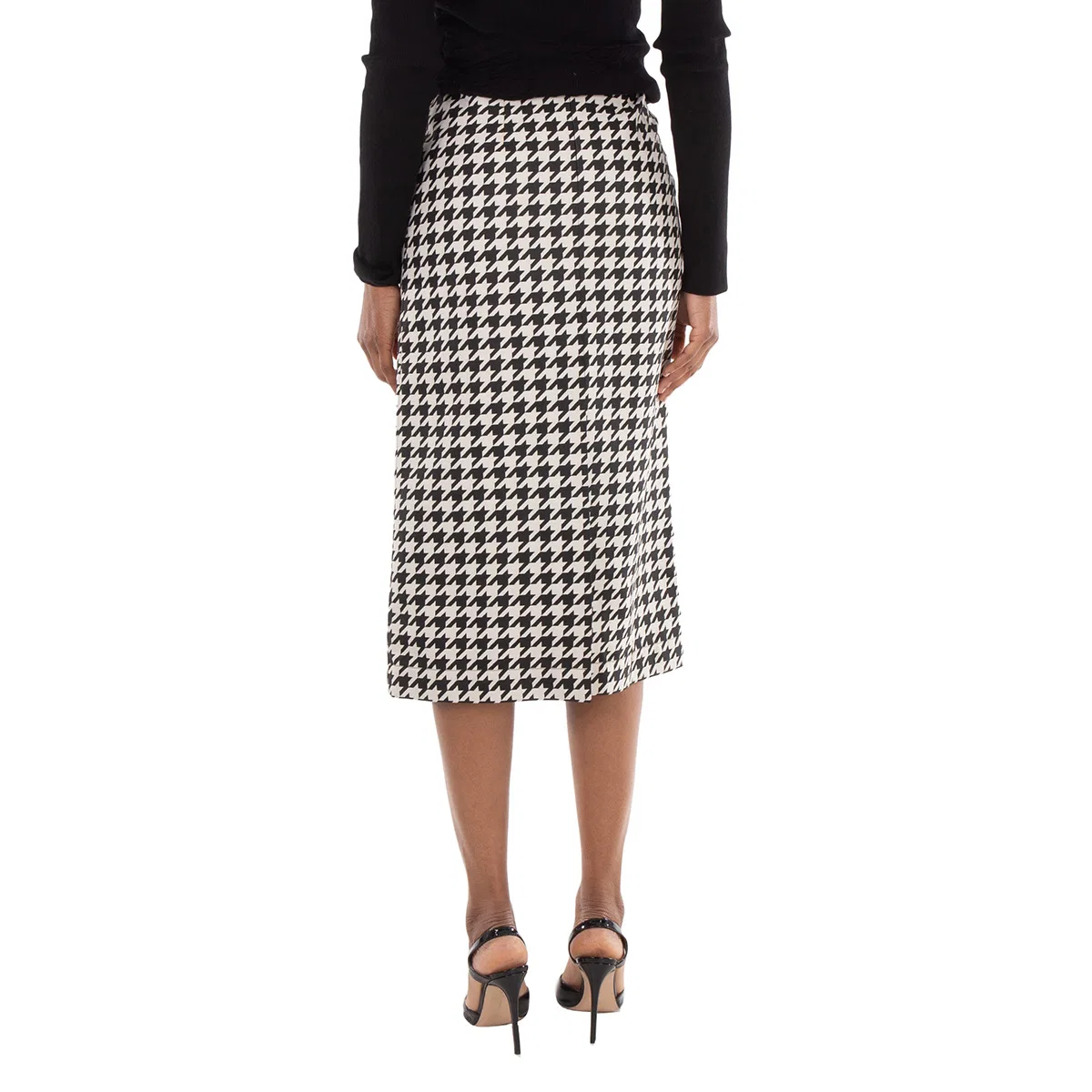 Юбка-миди с принтом Houndstooth Pattern Burberry, Black White — фото 4