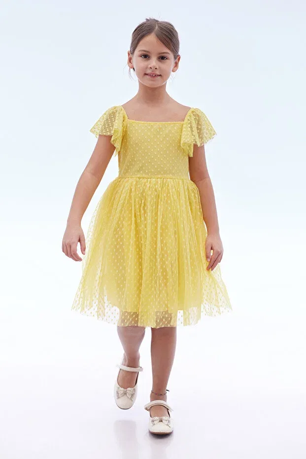 Детское платье для девочек с коротким рукавом Ahengim Kids, Yellow — фото 4