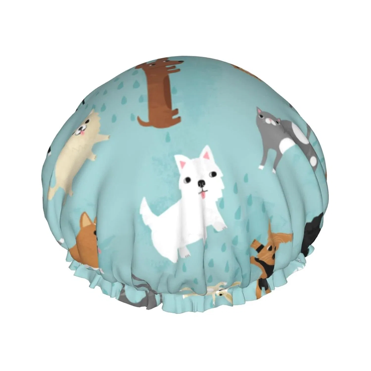 Водонепроницаемая многоразовая шапочка для душа Oudrspo, Raining Cats & Dogs