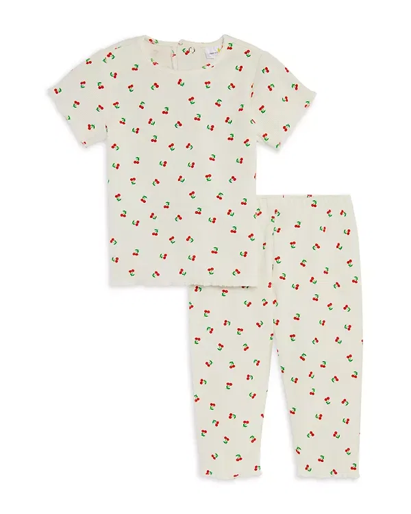 Детский комплект футболки и леггинсов с принтом Cherry Bloomie's Baby, White/Cherry