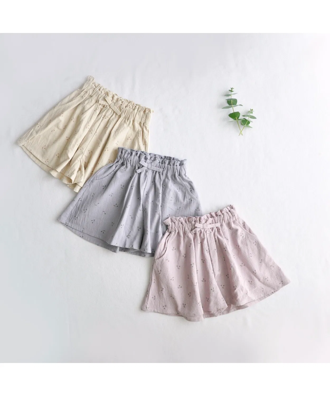 Детские шорты-кюлоты с принтом сакуры Coto Cotte, Beige — фото 4