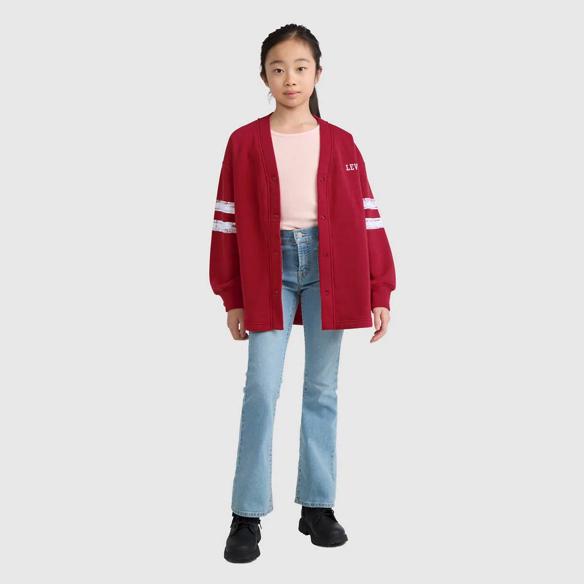 Флисовый кардиган Varsity для девочек 7-16 лет Levi's, Deep Claret - Red