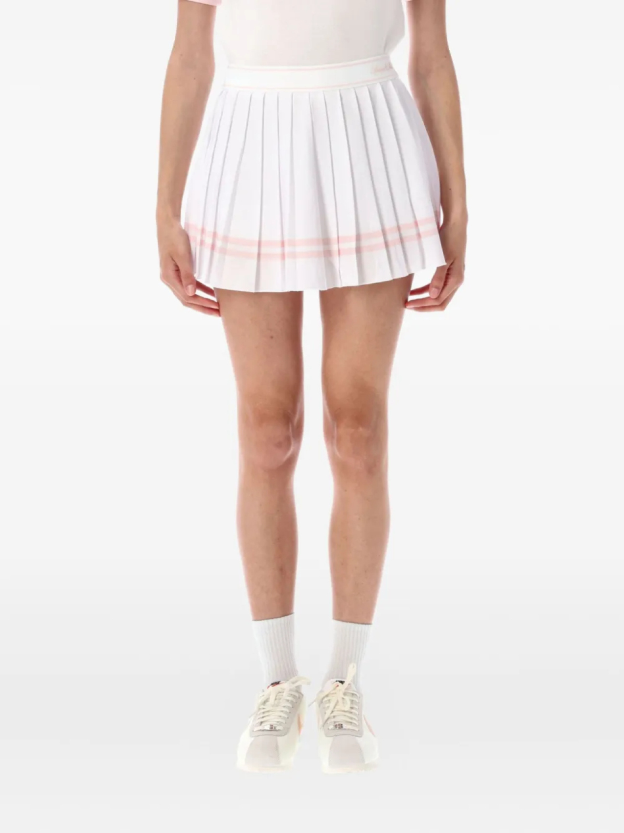 

Мини-юбка Vendome Script в складку Sporty & Rich, белый