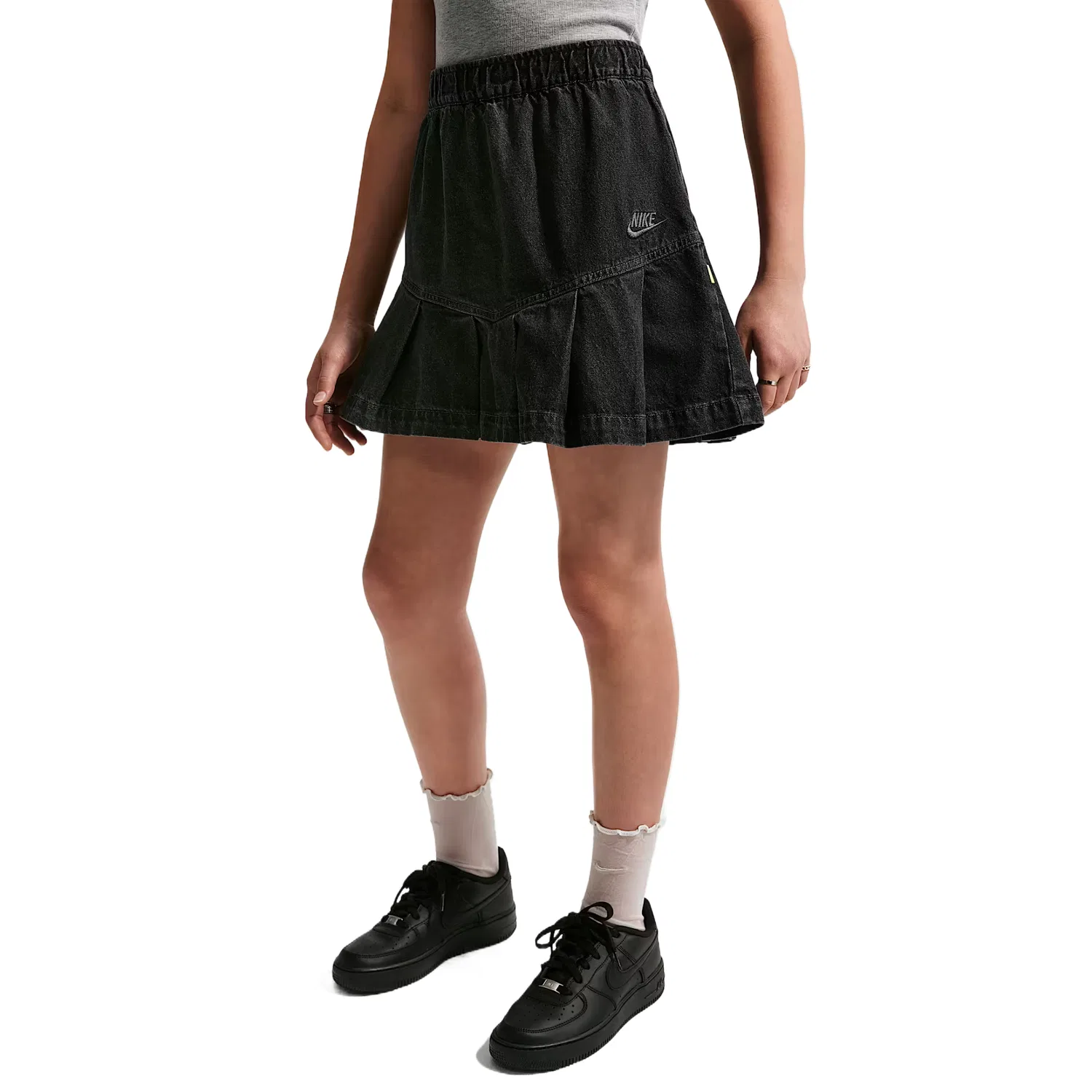 Детская юбка для девочек умеренной длины Black Charcoal Gray Fluorescent Yellow Nike