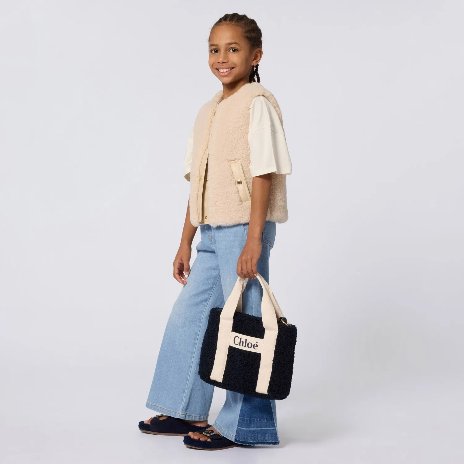 Жилет на пуговицах Chloé Kids, бежевый — фото 4