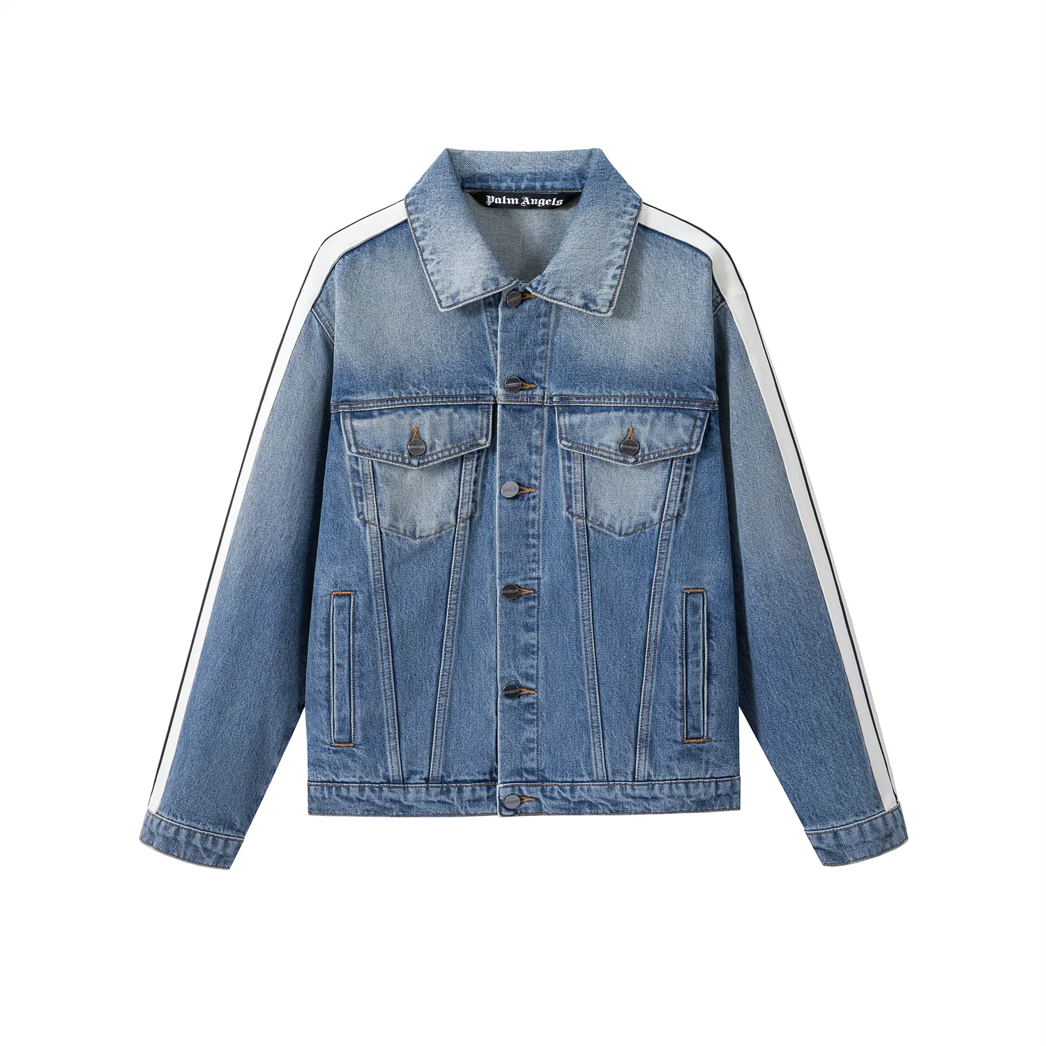Детское джинсовое пальто с разноцветным принтом PALM ANGELS, Colorful Blue