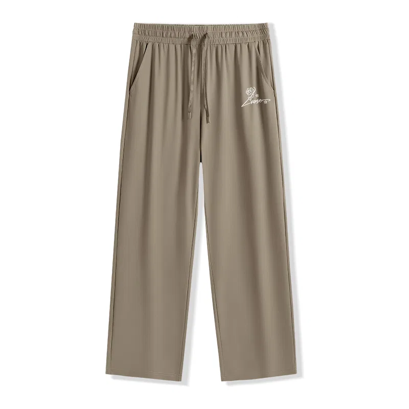 Детские повседневные брюки прямого кроя Khaki Silver White Rose Pants Logo MINISO, Khaki
