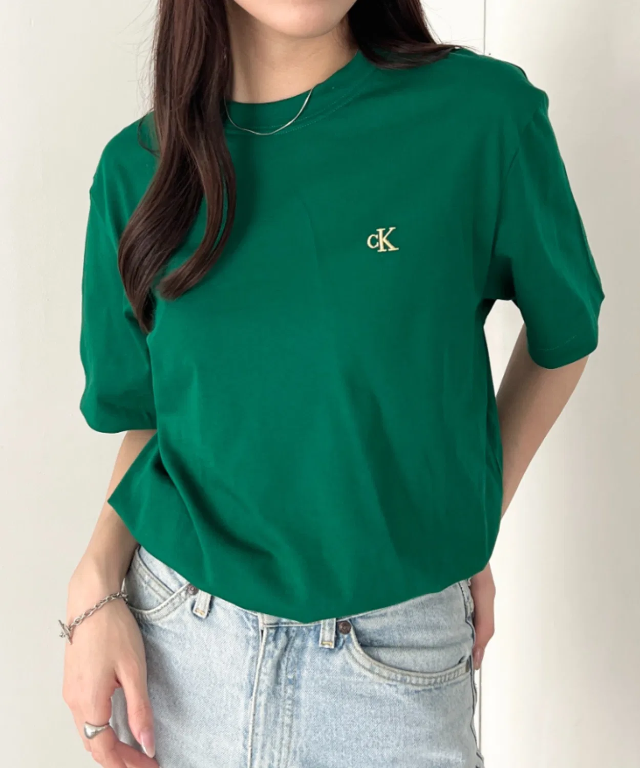 Мужская футболка с длинным рукавомCalvin Klein Easy Monogram Tee, Зеленый