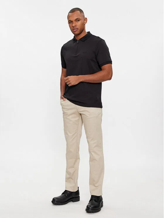 Поло regular fit Smooth Cotton Welt Zip Polo Calvin Klein, черный — фото 2