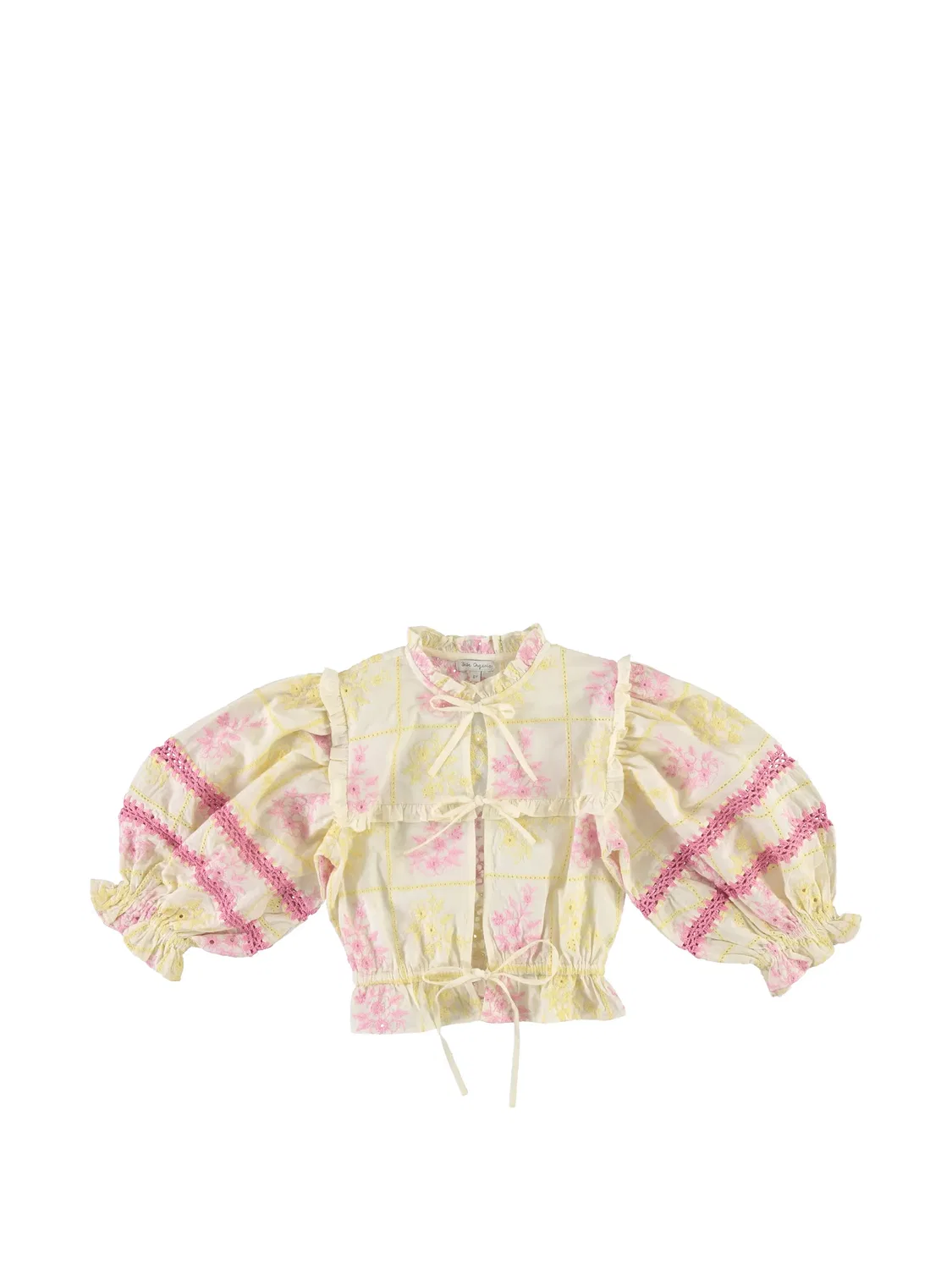 Блузка в технике пэчворк с вышивкой Bebe Organic, нейтральные цвета