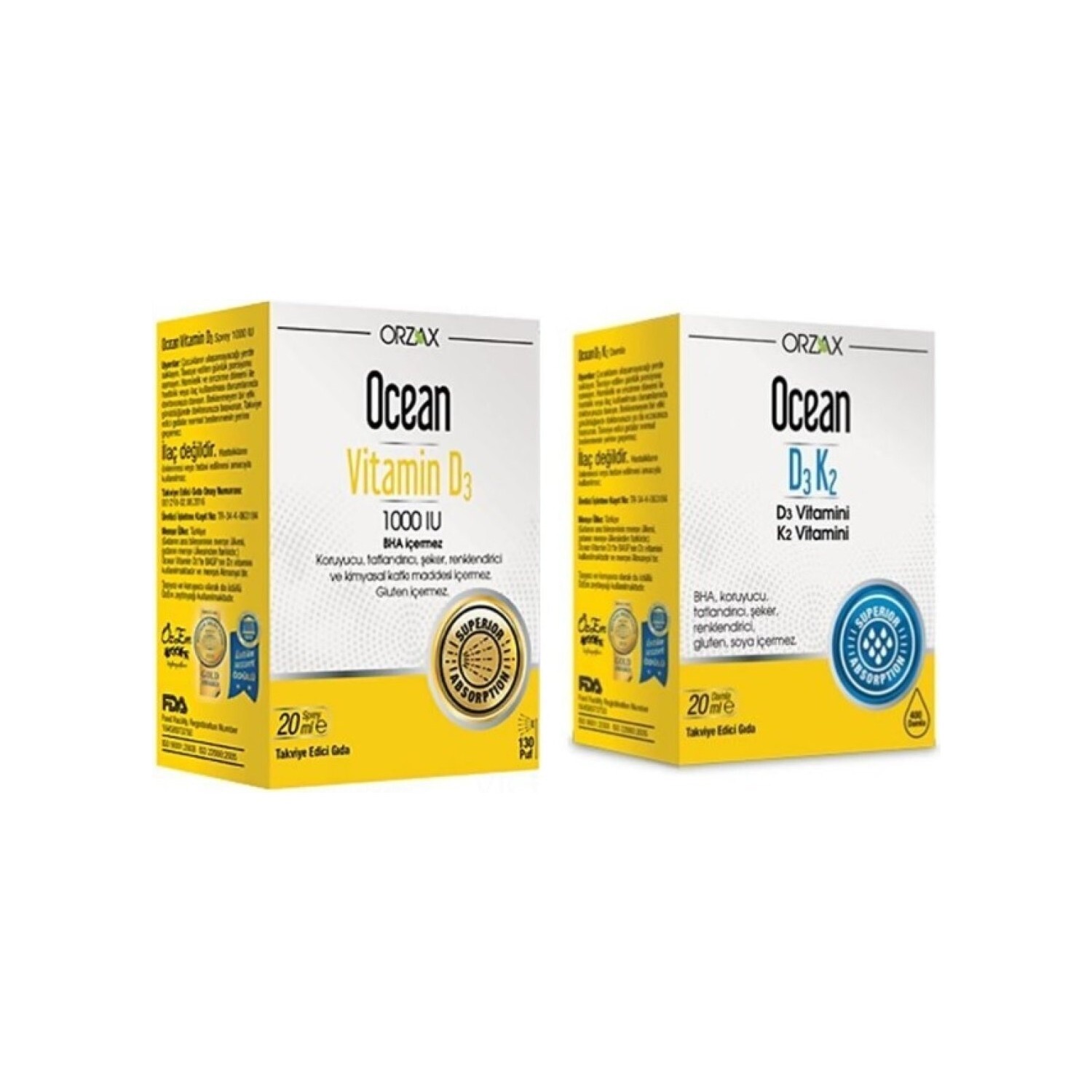 

Витаминный спрей D3 1000 Iu 20 мл + Витаминные капли D3, K2 Ocean, 20 мл
