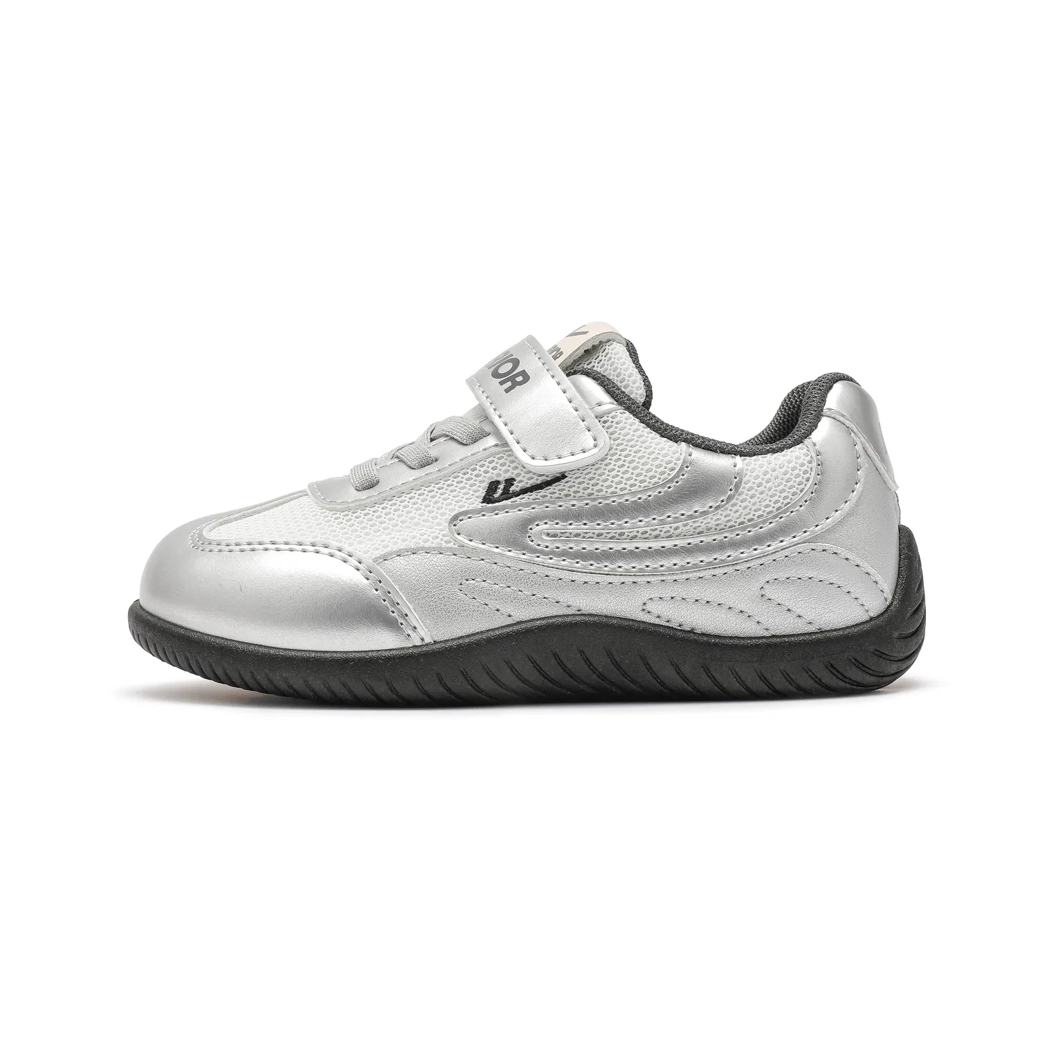 Детские кеды из экокожи с принтом Silver Gray/Beige WARRIOR