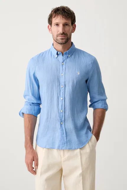 Рубашка льняная Slim Fit Polo Ralph Lauren, синий