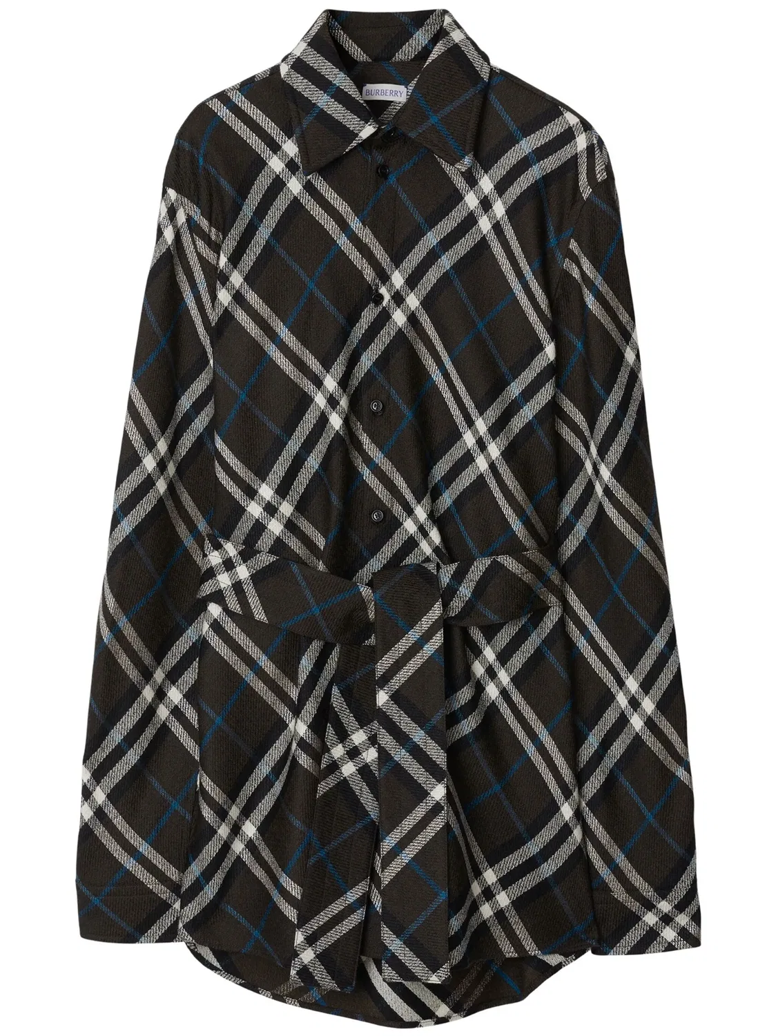 Рубашка с клетчатым узором и поясом Burberry, черный