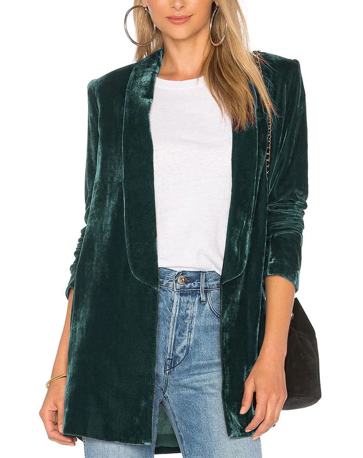 Женское бархатное пальто с лацканами Vintage Lapel Long Velvet Jacket, 18