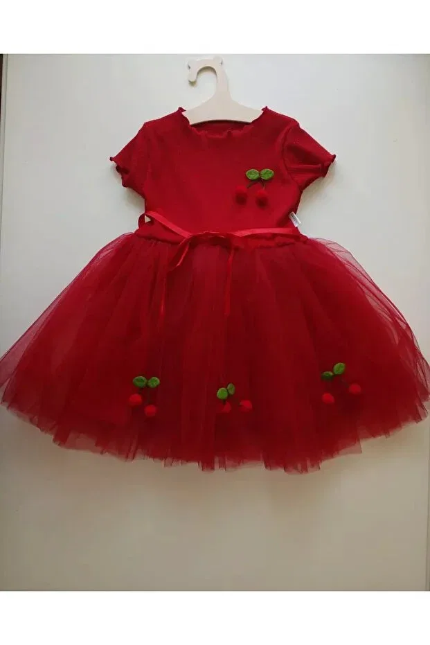 Детское платье для девочек с принтом Cherry Tutu Dress Şeker Grup, Red