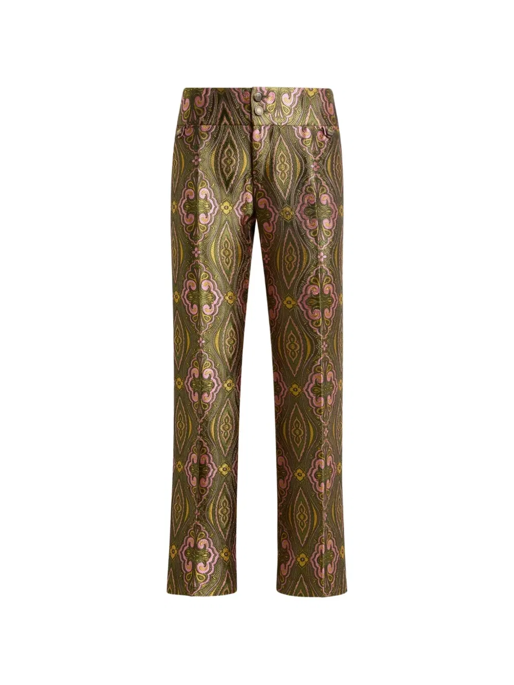 Жаккардовые брюки с цветочным медальоном Etro, зеленый