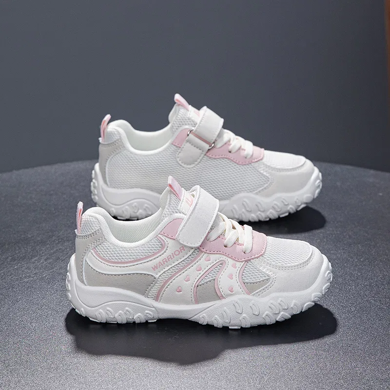 Детские повседневные кроссовки из синтетической кожи Beige Pink WARRIOR — фото 4