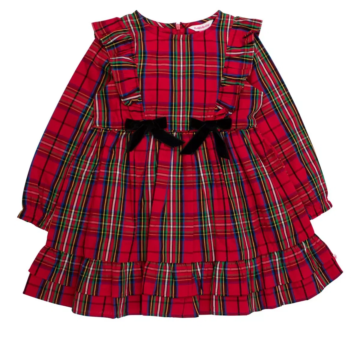 Детское платье для девочек с длинным рукавом RuffleButts, Red Nicholas Plaid