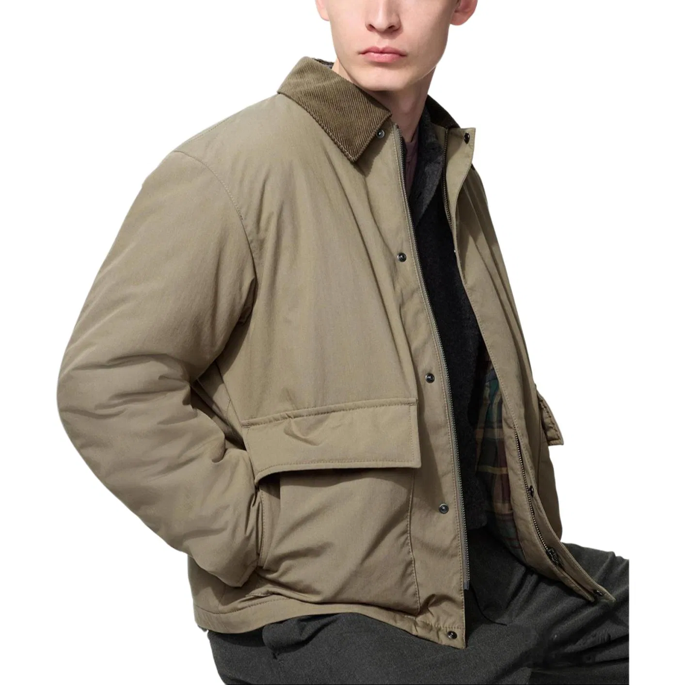 Унисекс пуховик с воротником Khaki UNIQLO — фото 4