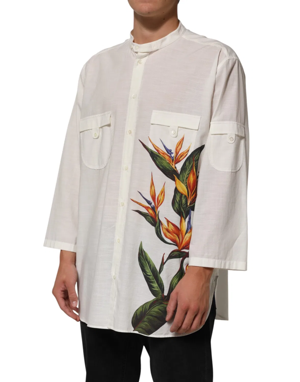 Мужская рубашка с цветочным принтом на пуговицах Casual Shirt Dolce & Gabbana, White — фото 3