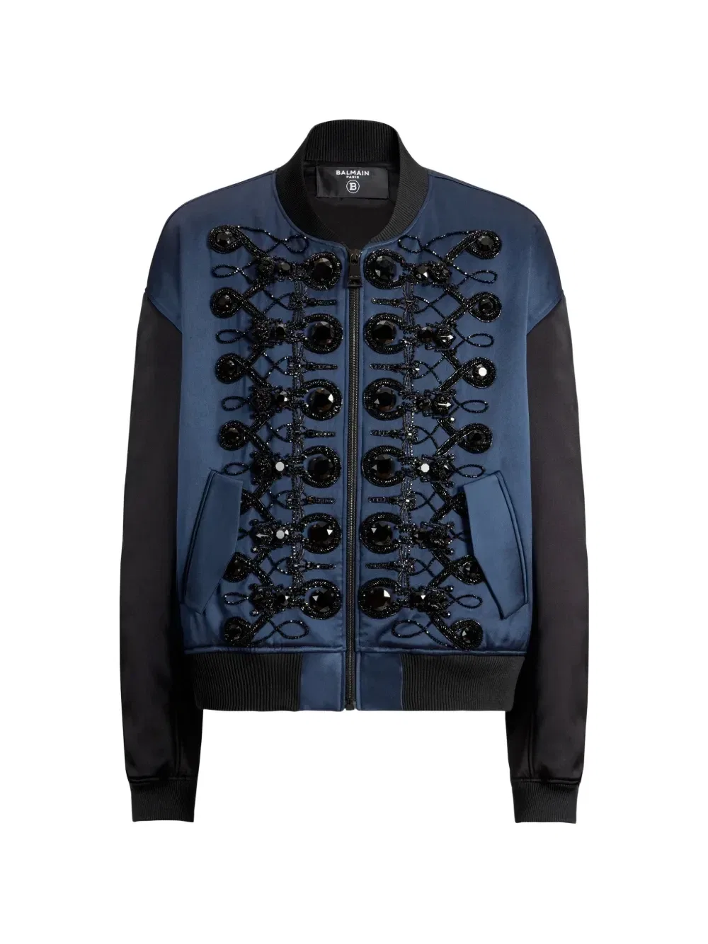Атласный бомбер Balmain, синий